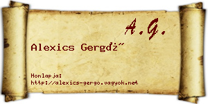 Alexics Gergő névjegykártya