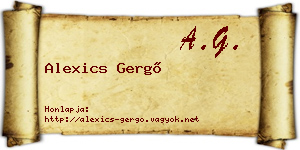 Alexics Gergő névjegykártya